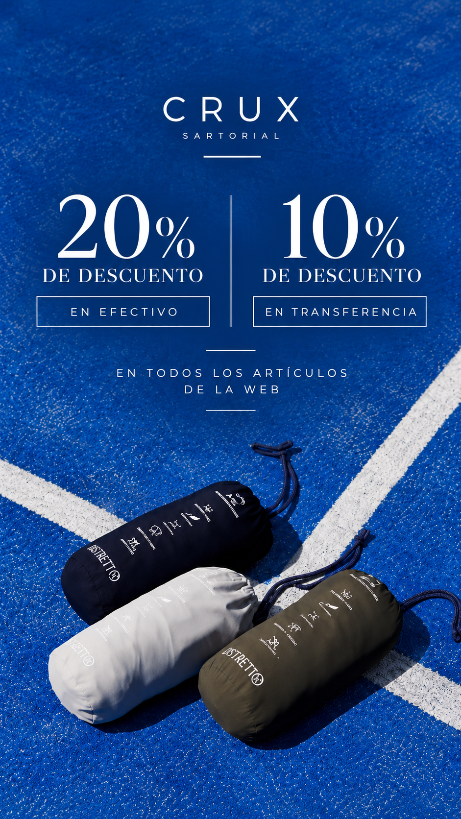 20% de descuento en pago en efectivo y 10% de descuento por pago en transferencia en todos los articulos de la web